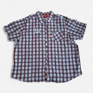 Jerry Leigh Women Plus Size Button-Up Shirt Mickey Plaid Blue Red